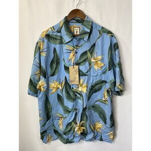 Jamaican Jaxx Mens 100% Silk Shirt Size XL Island Hawaiian Floral Vacation NWT
